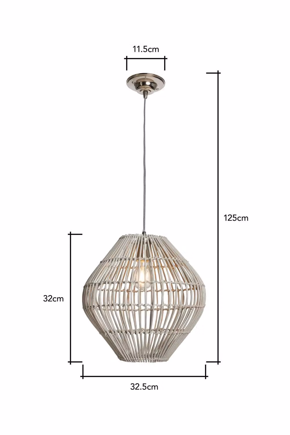 BHS Lighting Bobbin Herringbone Grey Rattan and Bamboo Pendant Ceiling Light – 2