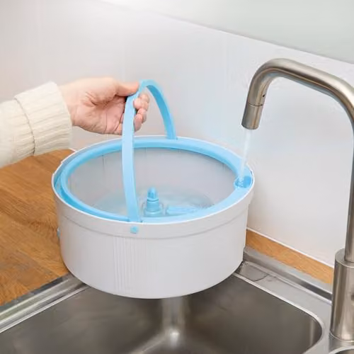 Coopers of Stortford Clean Water Spin Mop System in White with Dual Cavity Bucket and Two Washable Microfibre Mop Heads – 3