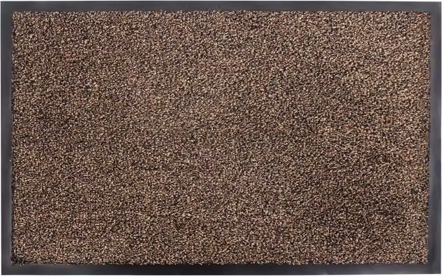 JVL Admiral Striped Rectangular Machine Washable and Dirt Repellent Mat in Brown