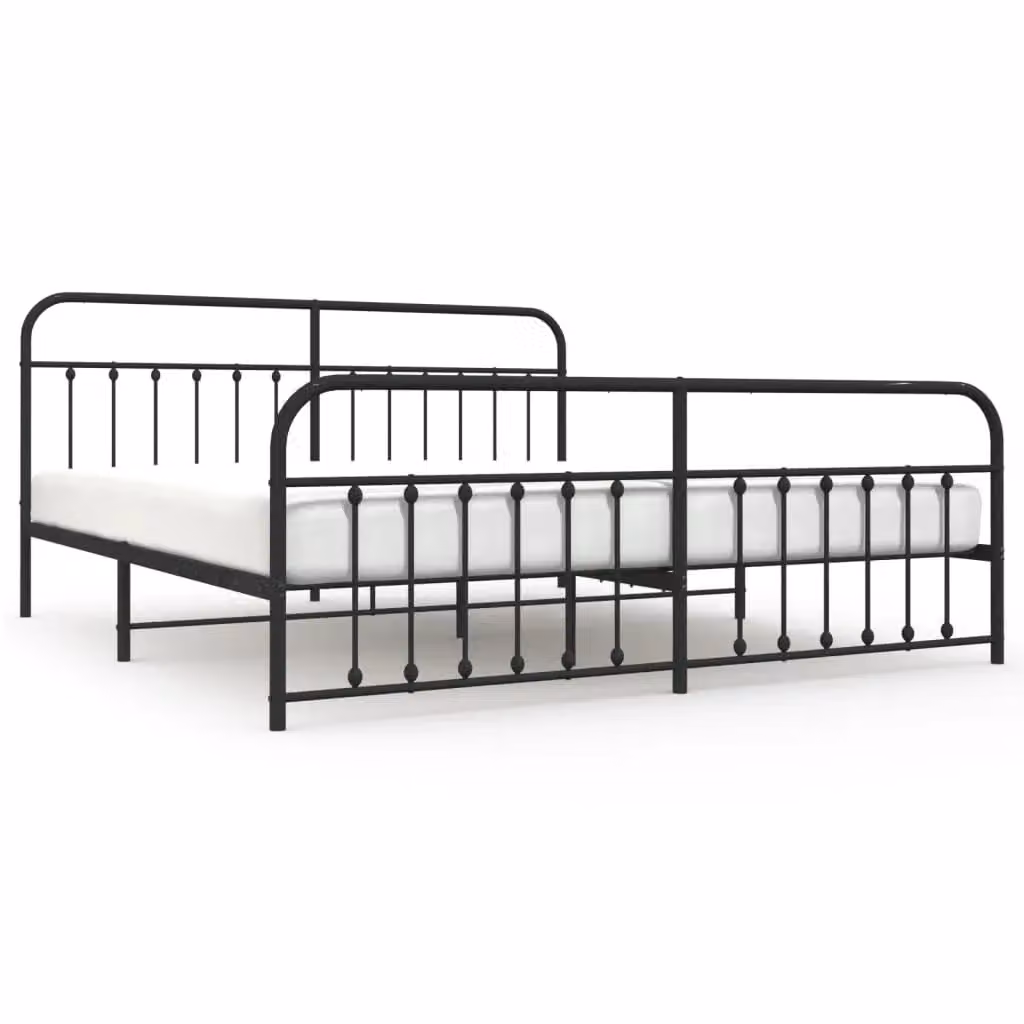 Berkfield Home Metal Bed Frame with Headboard and Footboard in Black 200 x 200 cm – 2