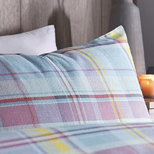 Appletree Multicolour Checked Flannelette Cotton Duvet Cover and Pillowcase Set, W/D/H: 200 x 200 cm – 2