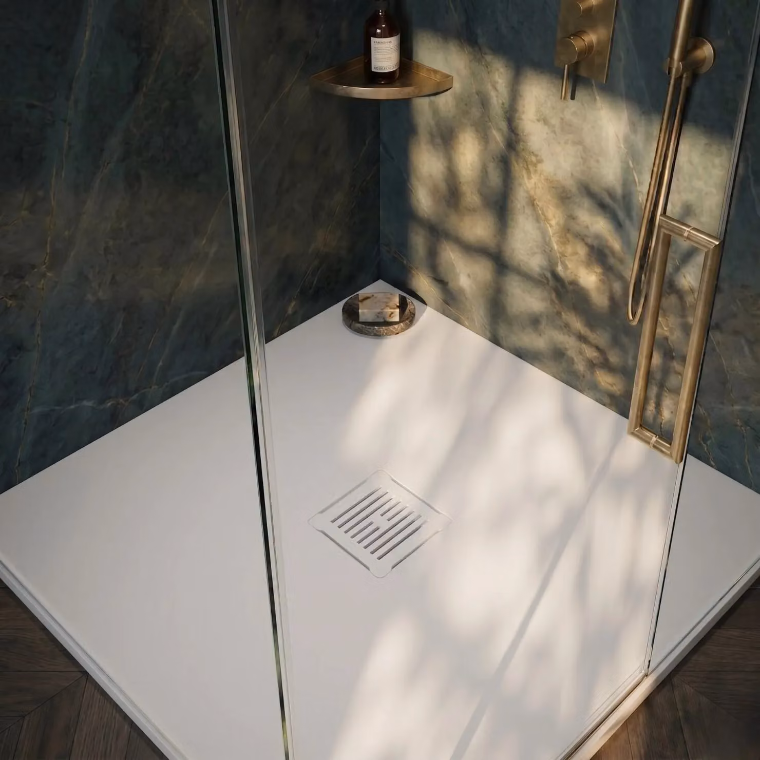 Balterley White Plastic Slimline Shower Tray Waste with Odour Trap and Drain Cover W/D/H: 11.4 x 11.4 x 8.6 cm – 2