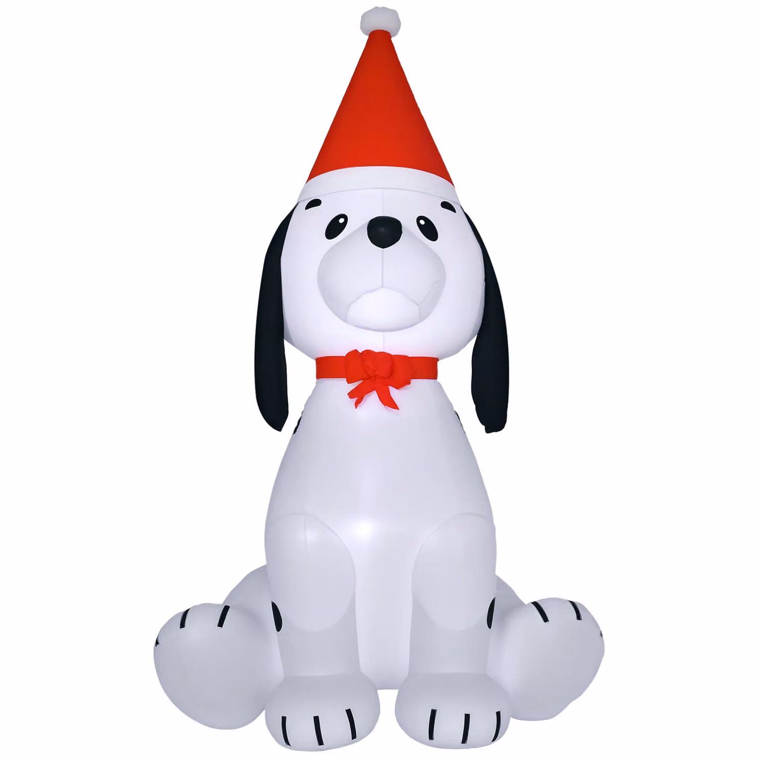 HOMCOM 6ft Inflatable White Christmas Puppy Dog with Santa Hat and Lights – 2