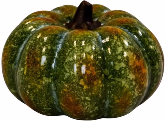 Four Candle Green and Brown Ceramic Vintage Style Pumpkin Ornament
