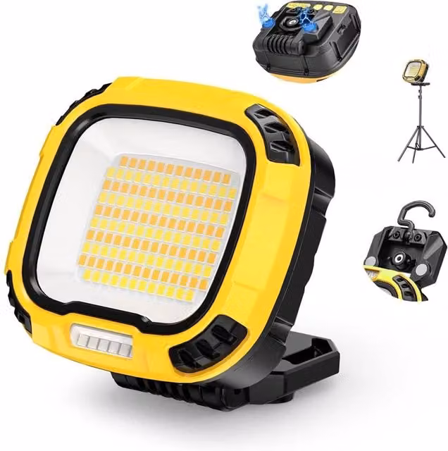 VOGREX Rechargeable LED Magnetic Work Floodlight in Yellow with Warm and White Light – 1