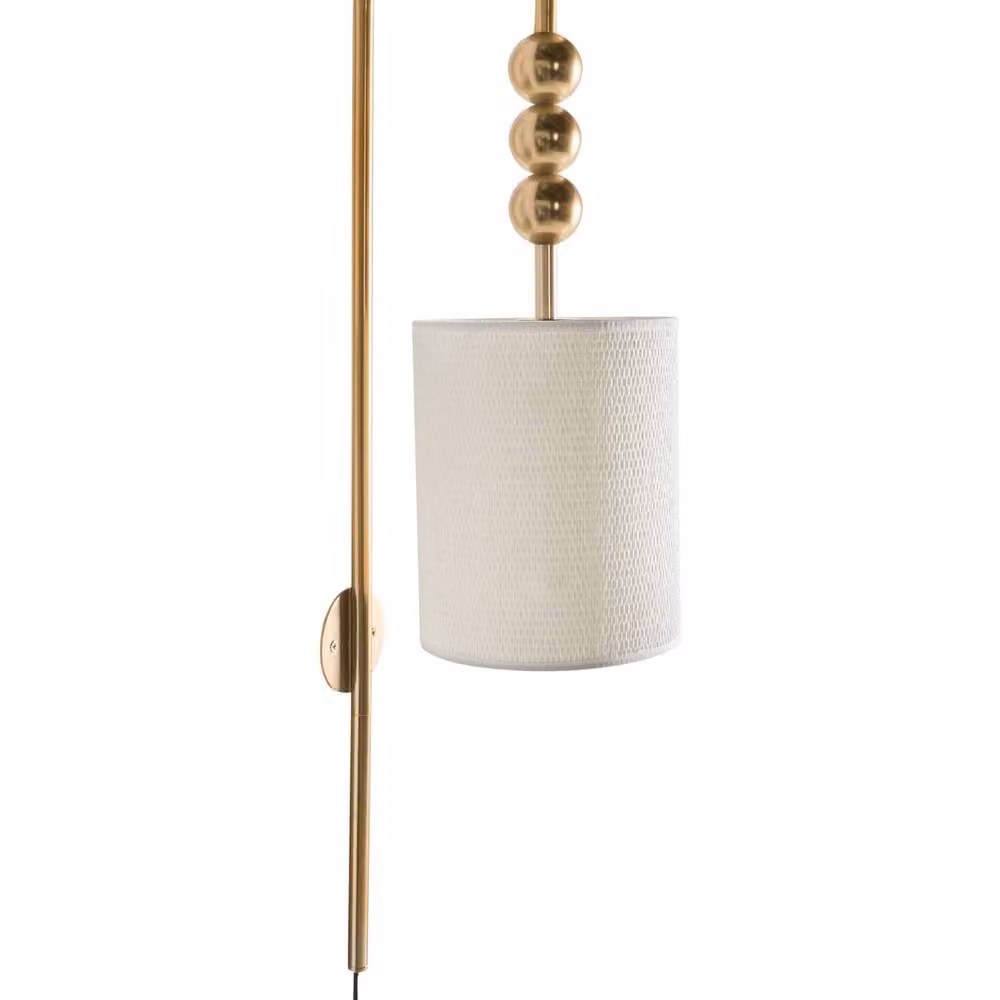 Wyld and Coco Mid Century Wall Lamp with Fabric Drum Shade in Bronze and Brass – 2