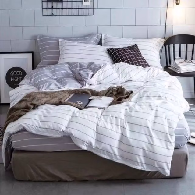 Ezysleep White Striped Minimalist Duvet Set and Pillowcase, 220 cm