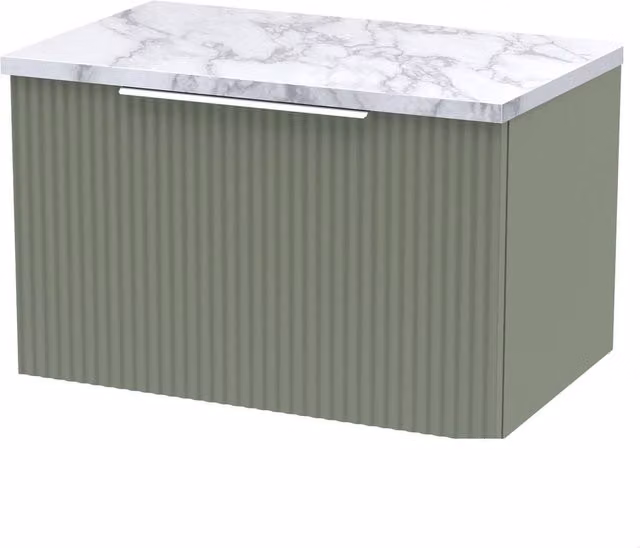 Balterley Tixall Fluted 1 Drawer Wall Hung Vanity Unit, Satin Green, Width: 60 cm