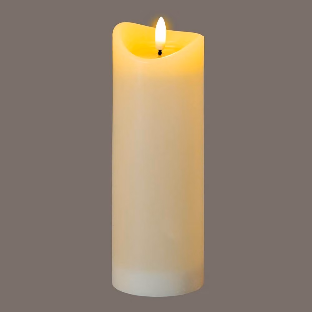 Lemon Pavilion Natural Glow Melted LED Pillar Candle in Cream and Beige, H x W x D: 20 x 7 x 7 cm – 2