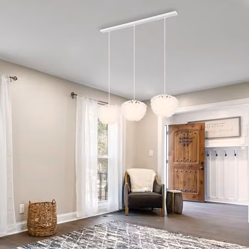 Globo Lighting Modern White Metal Pendant Light for Kitchen and Dining Rooms – 2
