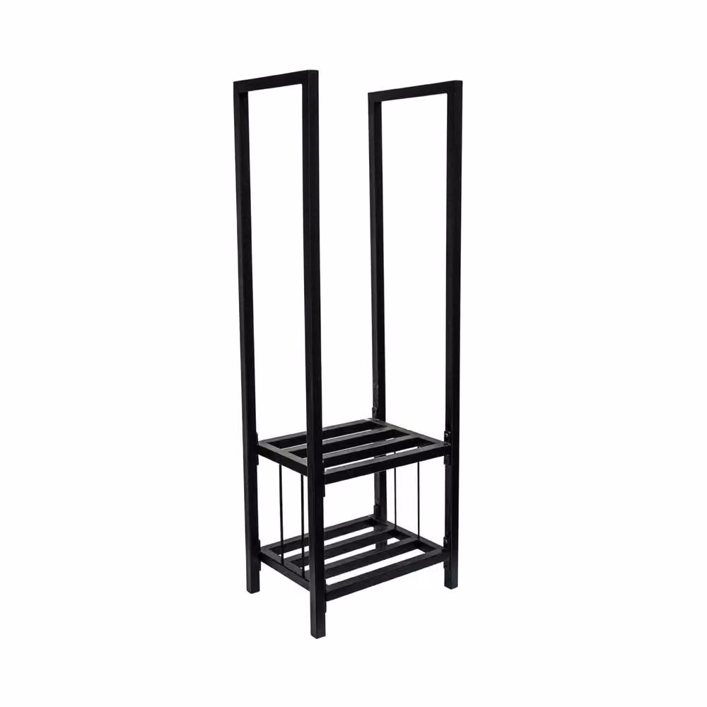 Ivyline Tall Square Shelved Log Storage in Black, Height: 120 cm – 2
