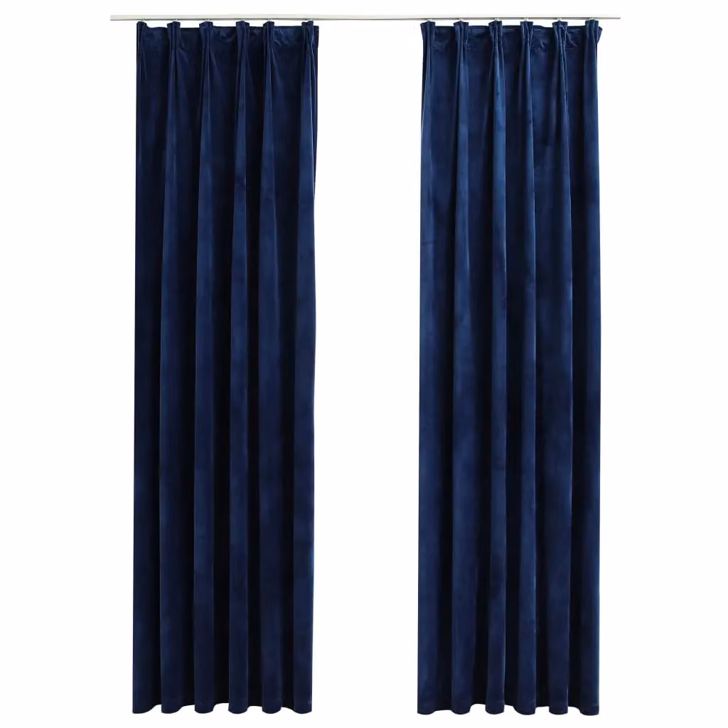 Berkfield Home Blackout Velvet Curtains, 2 Pack, Blue, W: 140 cm, H: 245 cm – 2