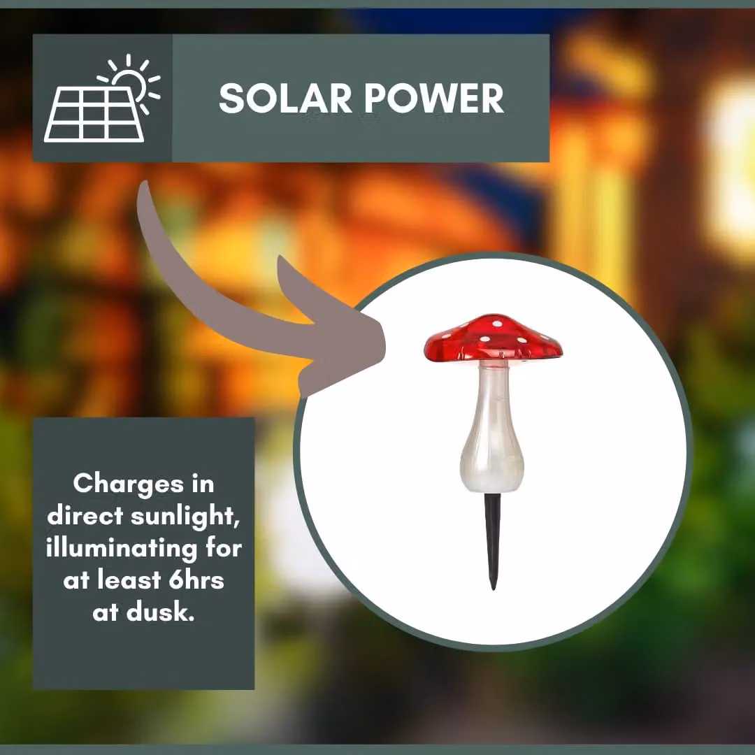 Marco Paul Set of 3 Solar Powered LED Mushroom Garden Ornaments in Red – 4
