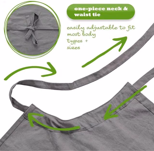 Nicola Spring Pack of 12 Classic Cotton Kitchen Bib Aprons for Adults, Grey