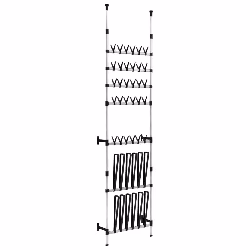 Berkfield Home Telescopic Shoe Rack with Hanging Rods in Silver Metal – 2