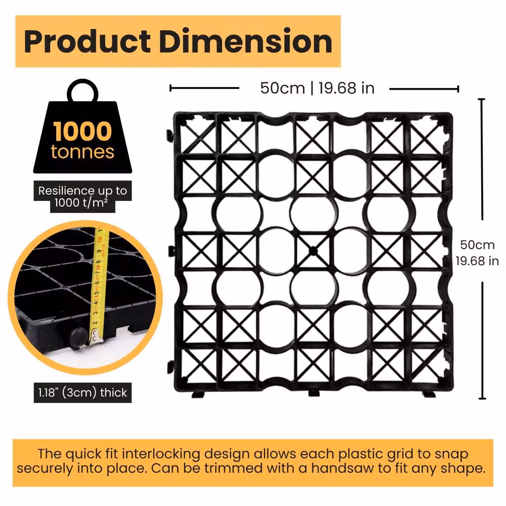 Novecrafto Black Plastic Gravel Grid Set for Driveways, Sheds and Garden Paths, 8 Pieces – 2