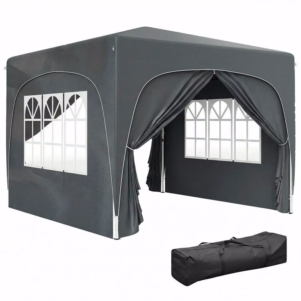 OUTSUNNY UPF50+ Pop Up Gazebo with Sides and Carry Bag, Dark Grey, W/D/H: 300 x 300 x 275 cm – 2