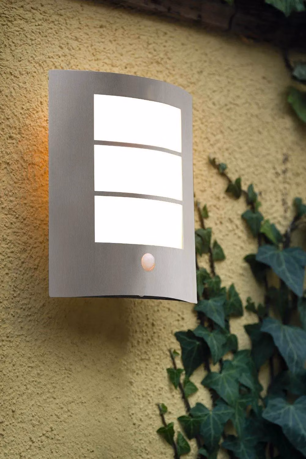 Eglo City Stainless Steel IP44 Outdoor Wall Light with Motion Sensor in Silver – 3