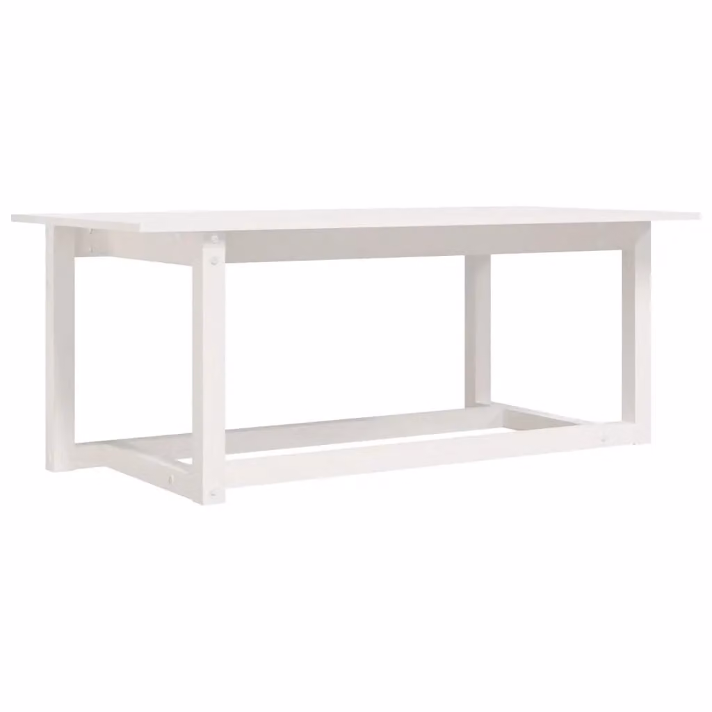 Berkfield Home White Rustic Solid Wood Pine Coffee Table, W: 110 cm, D: 55 cm, H: 45 cm – 2