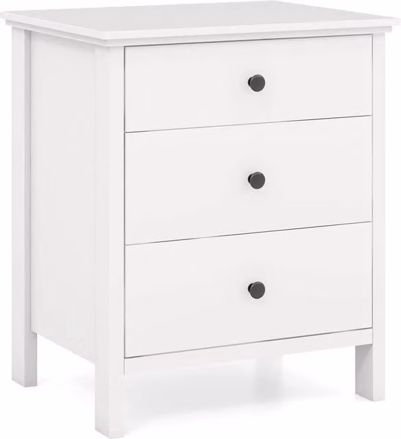 VOGREX White 3 Drawer Compact Modern Bedroom Storage Nightstand – 1