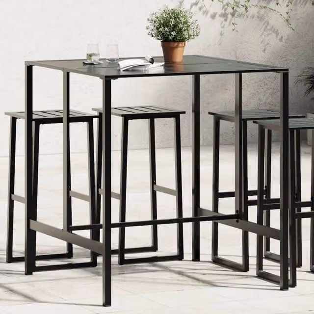 Berkfield Home Modern Square Bar Table in Black Powder-coated Steel, W/D/H: 100 x 100 x 110 cm