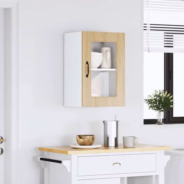 Berkfield Home Kalmar Kitchen Wall Cabinet with Glass Door in Sonoma Oak Brown, W/D/H: 60 x 31 x 40 cm