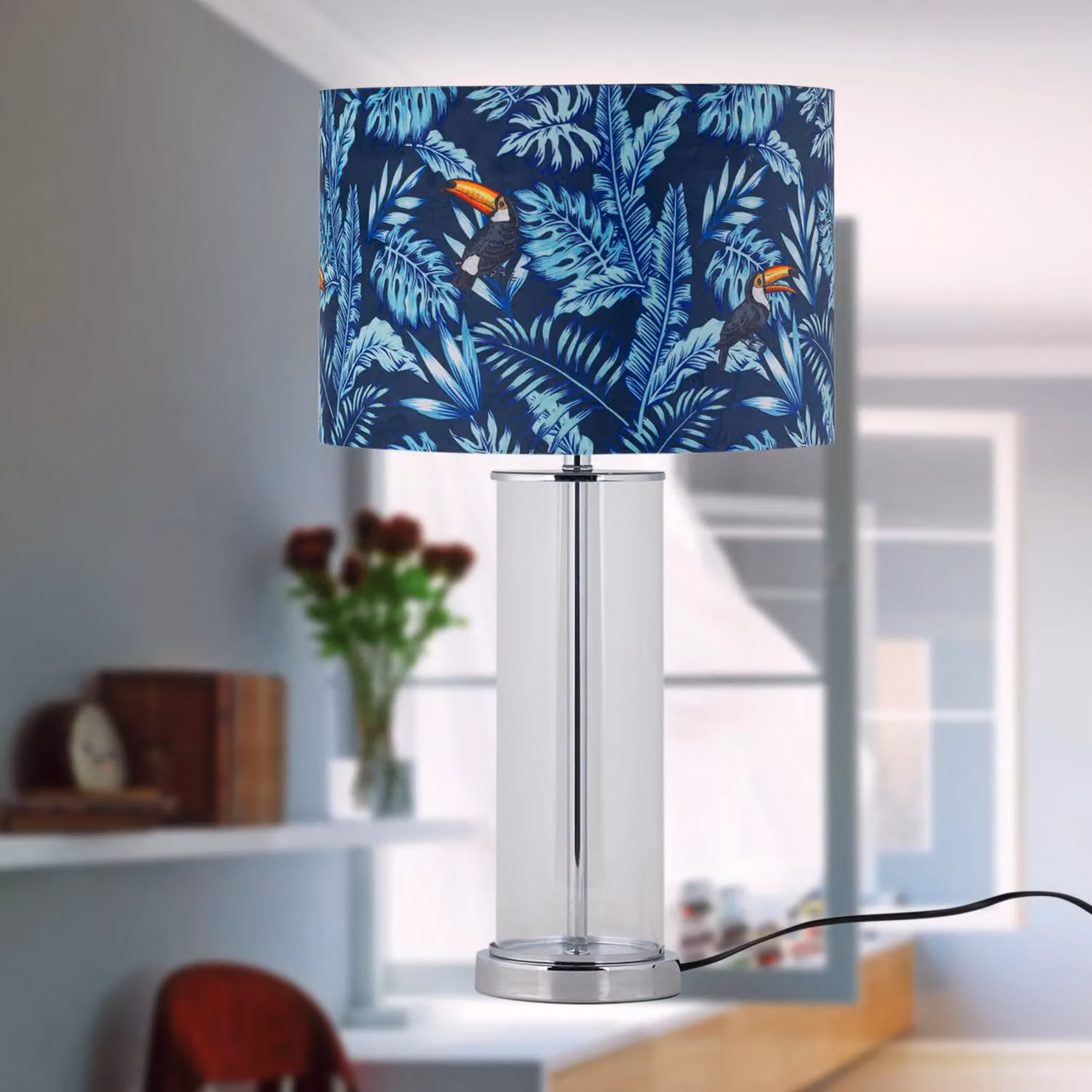 First Choice Lighting Aura Chrome Table Lamp with Silver Glass Shade – 5