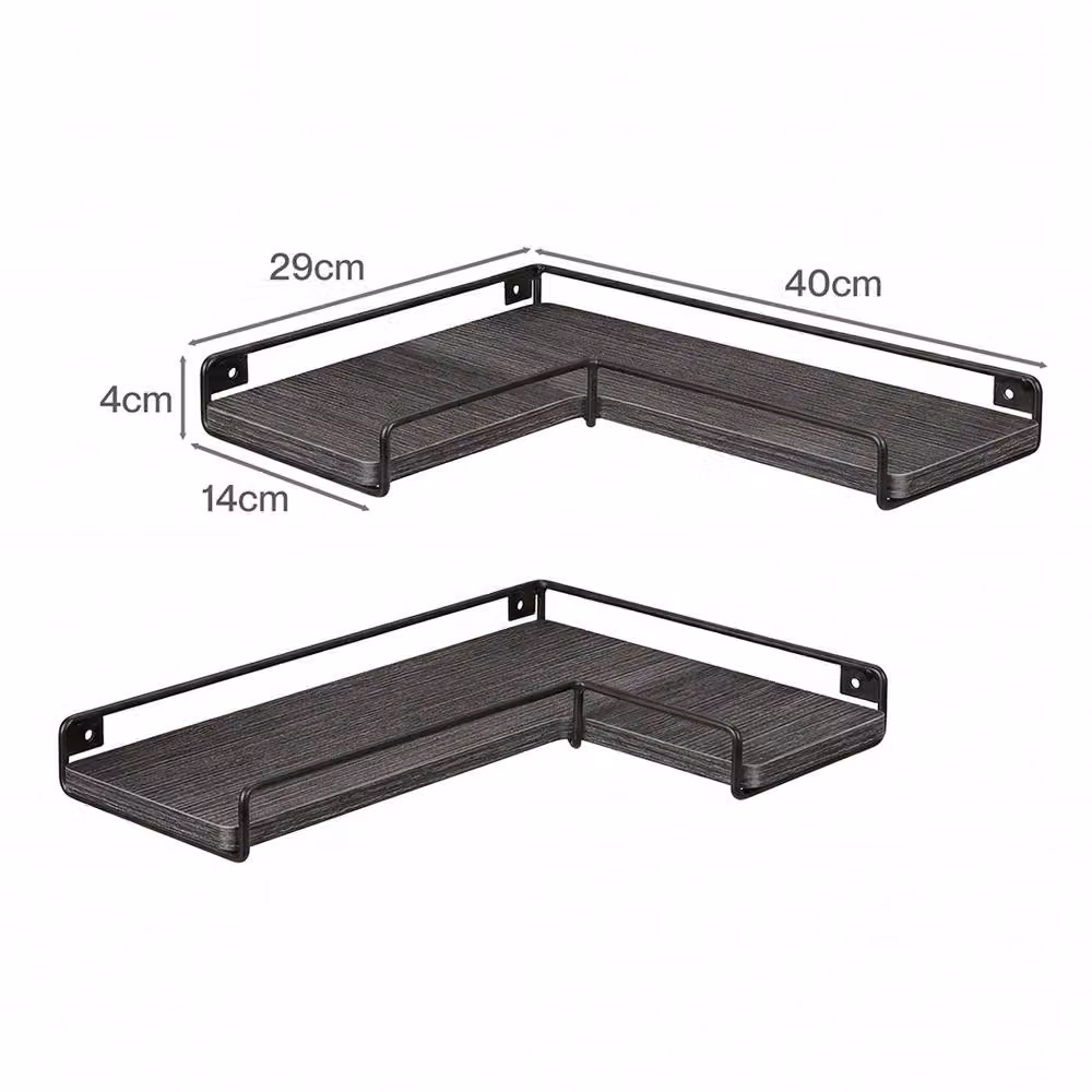 Levede Set of 2 L-Shaped Corner Floating Shelves, Wall Mounted, Matt Black – 3
