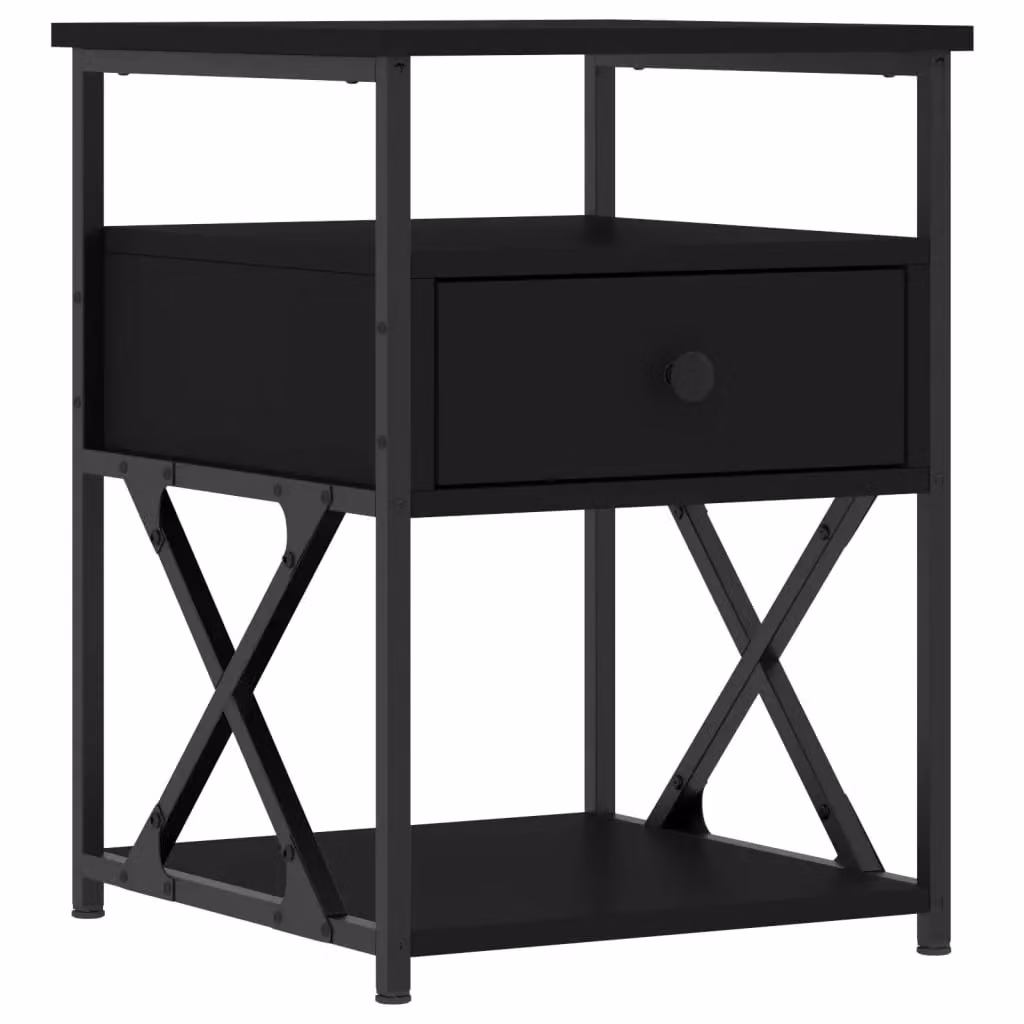 Berkfield Home Set of 2 Black Bedside Cabinets in Engineered Wood, W/D/H: 40 x 42 x 55 cm – 4