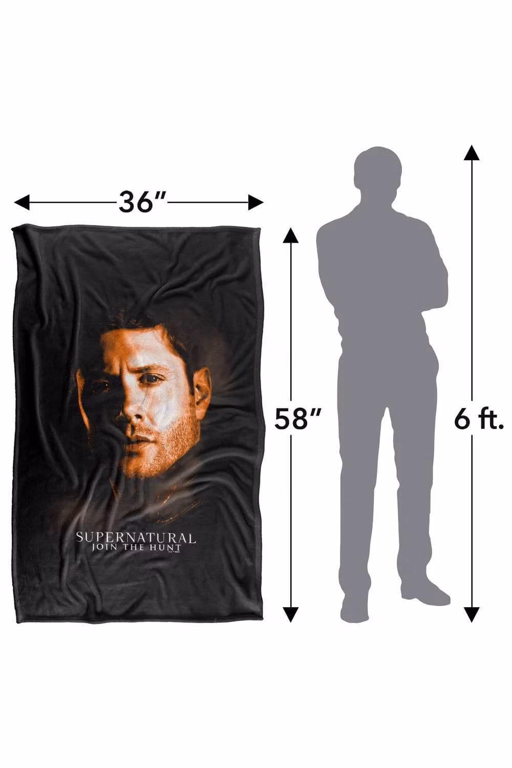 Warner Bros. Supernatural Dean Winchester Portrait Silky Touch Super Soft Fleece Throw Blanket, Multicolour, W/D/H: 91 x 147 cm – 8