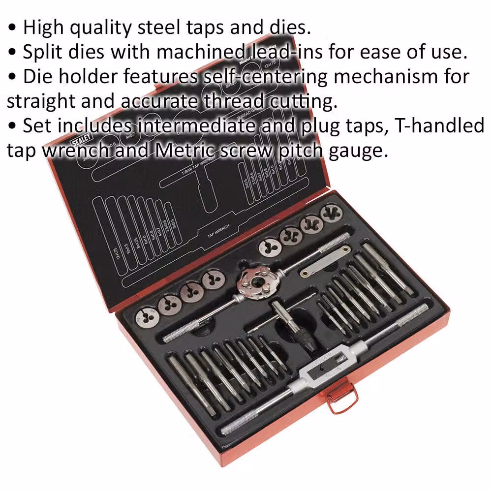 Loops 28pc Metric Tap and Split Die Set in Silver and Multicolour Alloy Steel – 2