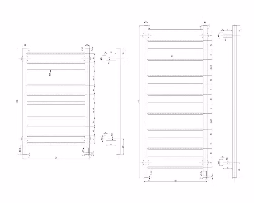 Bathroom Kingdom Arnage Matt Black Straight Heated Towel Rail, W: 50 cm, H: 120 cm – 2