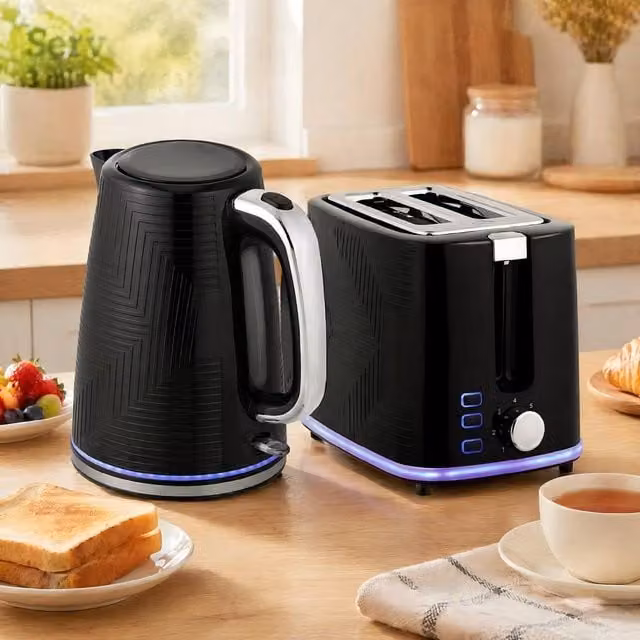STILVORA Kettle and Toaster Set in Black – 1