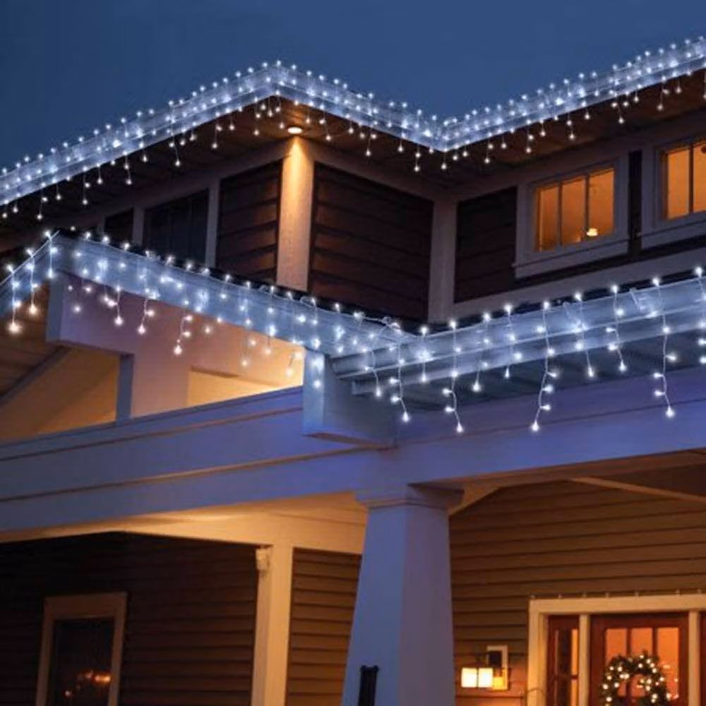 Shatchi 240 LED Icicle Christmas Lights in Cool White with Timer and 8 Modes – 4