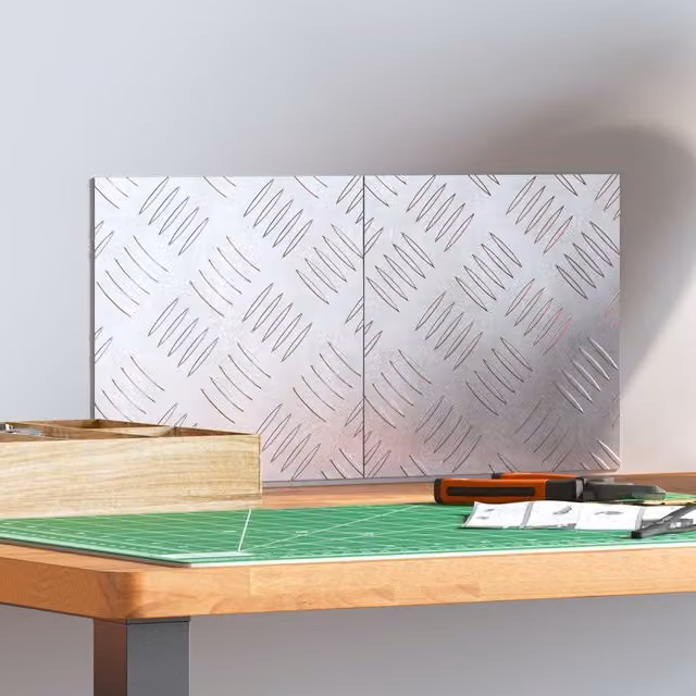 Berkfield Home Grey Aluminium Anti-Slip Checker Plates, 2 Pack, W/D: 20 x 20 cm – 1