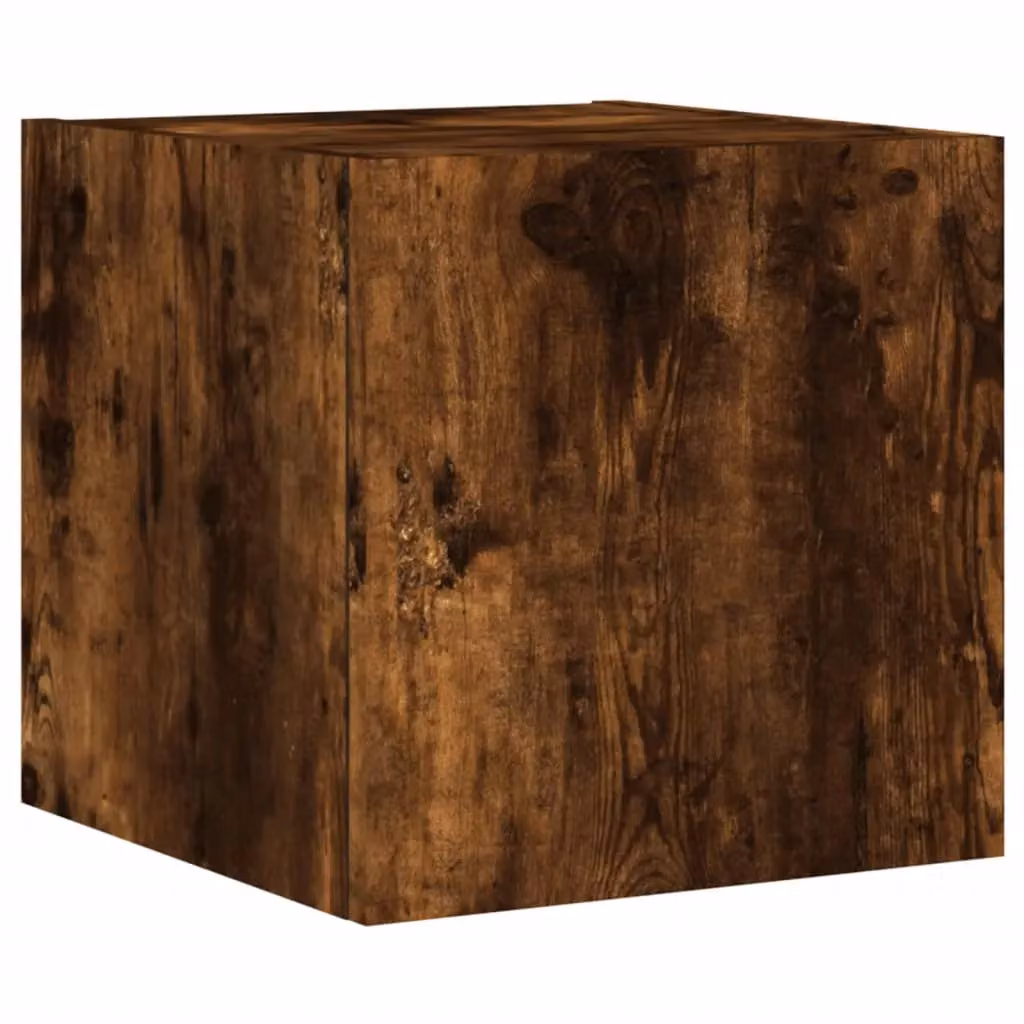 Berkfield Home Modern Wall Mounted TV Cabinet with LED Lights in Smoked Oak Brown, W/D/H: 35.0 x 30.5 x 30.5 cm – 3