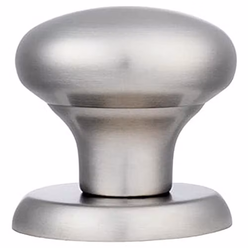 Loops Large Round Centre Door Knob in Brushed Satin Stainless Steel, Silver – 1
