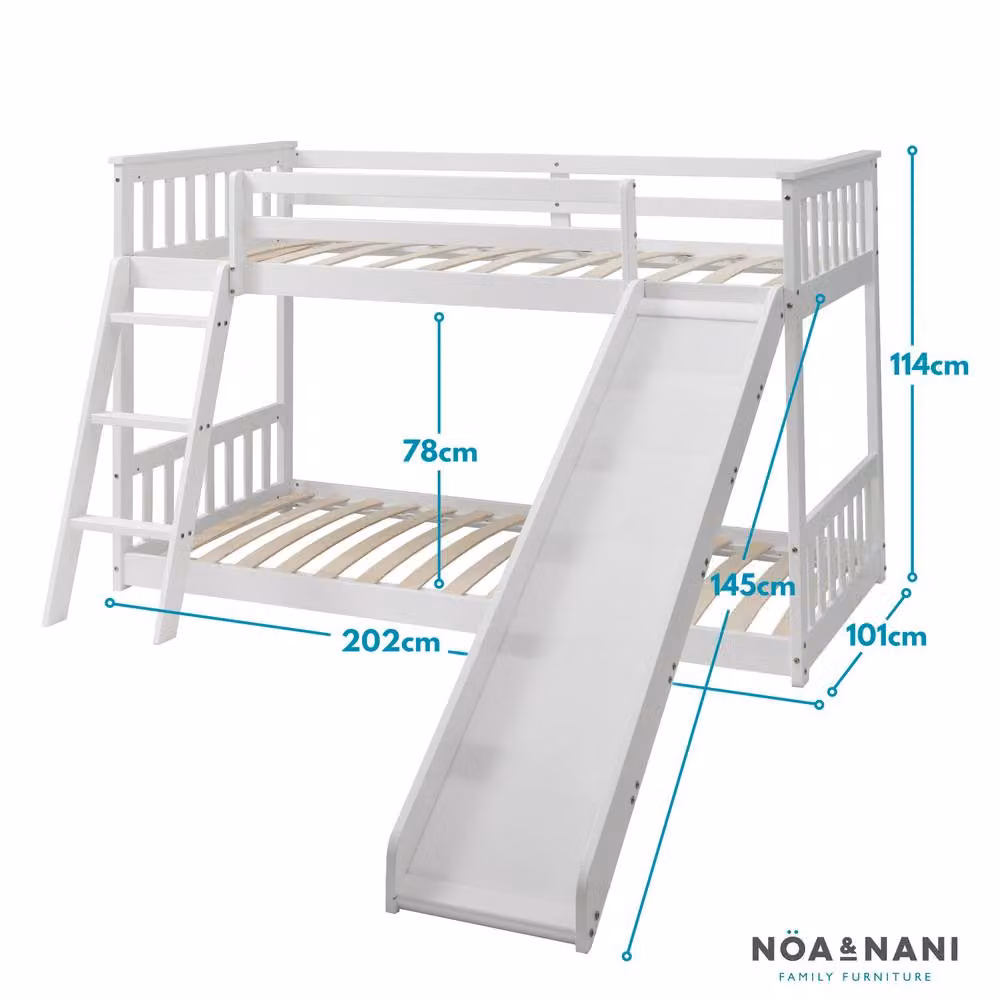 Nöa and Nani Tuva Single Cabin Bed with Bunk Underbed Slide and Pirate Package in White Solid Pine Wood – 2