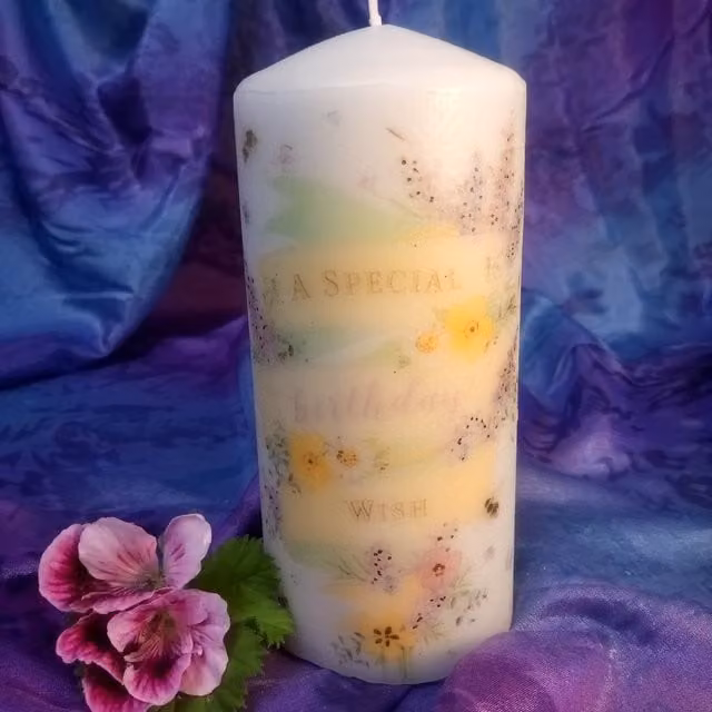 Viki Birthday Wishes Candle in White