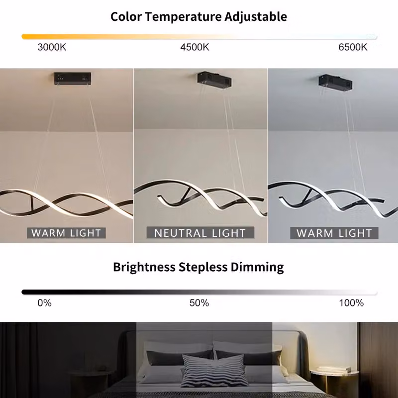 Garwarm Modern Black LED Dimmable Kitchen Island Pendant Light with Remote Control – 4