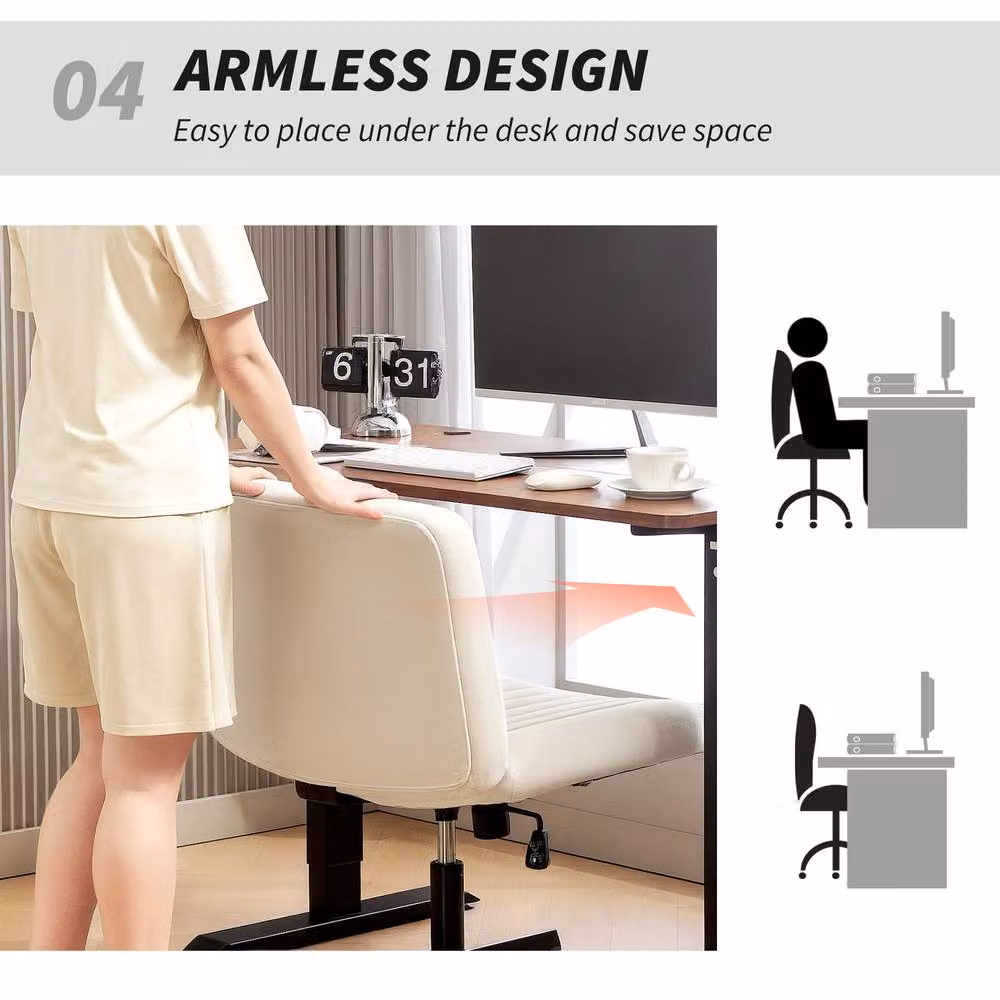 STILVORA Swivel Task Chair in Beige Fabric with Height and Weight Adjustment – 3