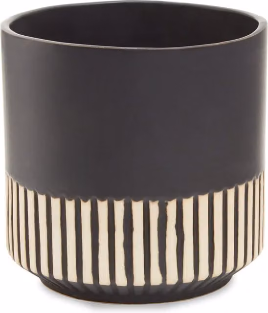 Orsina Modern Round Ceramic Tabletop Planter in Black and Gold – 1