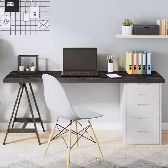 Berkfield Home Solid Oak Table Top in Dark Grey, W: 160 cm, D: 60 cm