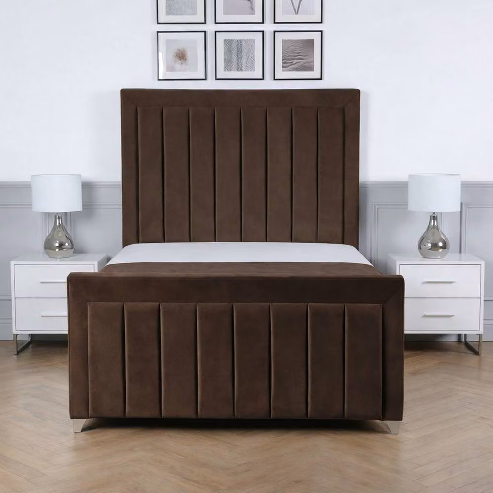 Living Comfort Bedz Elara Upholstered Gas Lift Storage Bed in Brown, W/D/H: 140 x 200 cm – 2