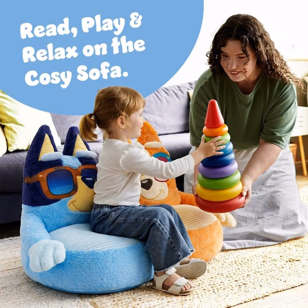 Bluey & Bingo Kids Plush Sofa Chair with Sunglasses Design, Multicolour, W/D/H: 90.0 x 70.0 x 80.0 cm – 3