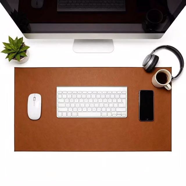 Kelvenix Faux Leather Desk Mat in Brown, W: 80 cm, D: 45 cm – 1