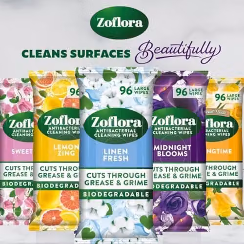 Zoflora Linen Fresh Antibacterial Biodegradable Multi-Surface Cleaning Wipes, 96 Sheets – 4