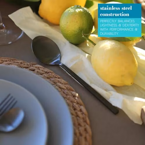 Argon Tableware Stainless Steel Dessert Spoons, Matte Black, Pack of 12 – 2