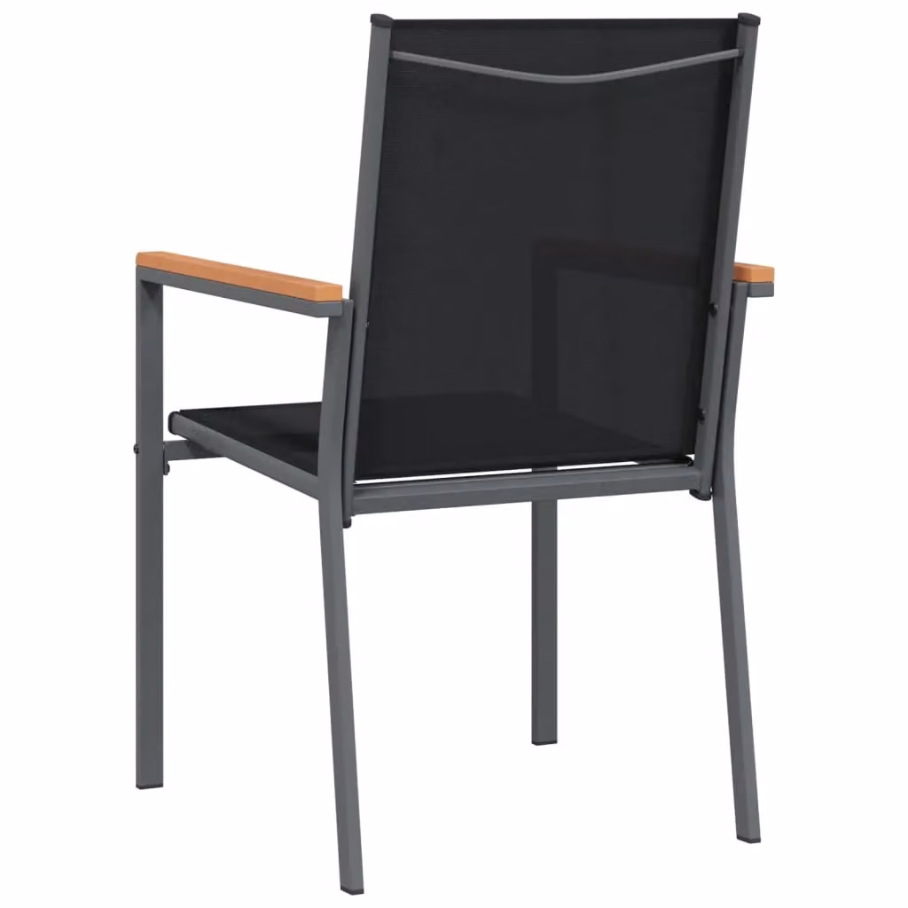 Berkfield Home Set of 6 Modern Garden Chairs in Black Steel and Textilene, W: 55 cm, D: 61.5 cm, H: 90 cm – 4