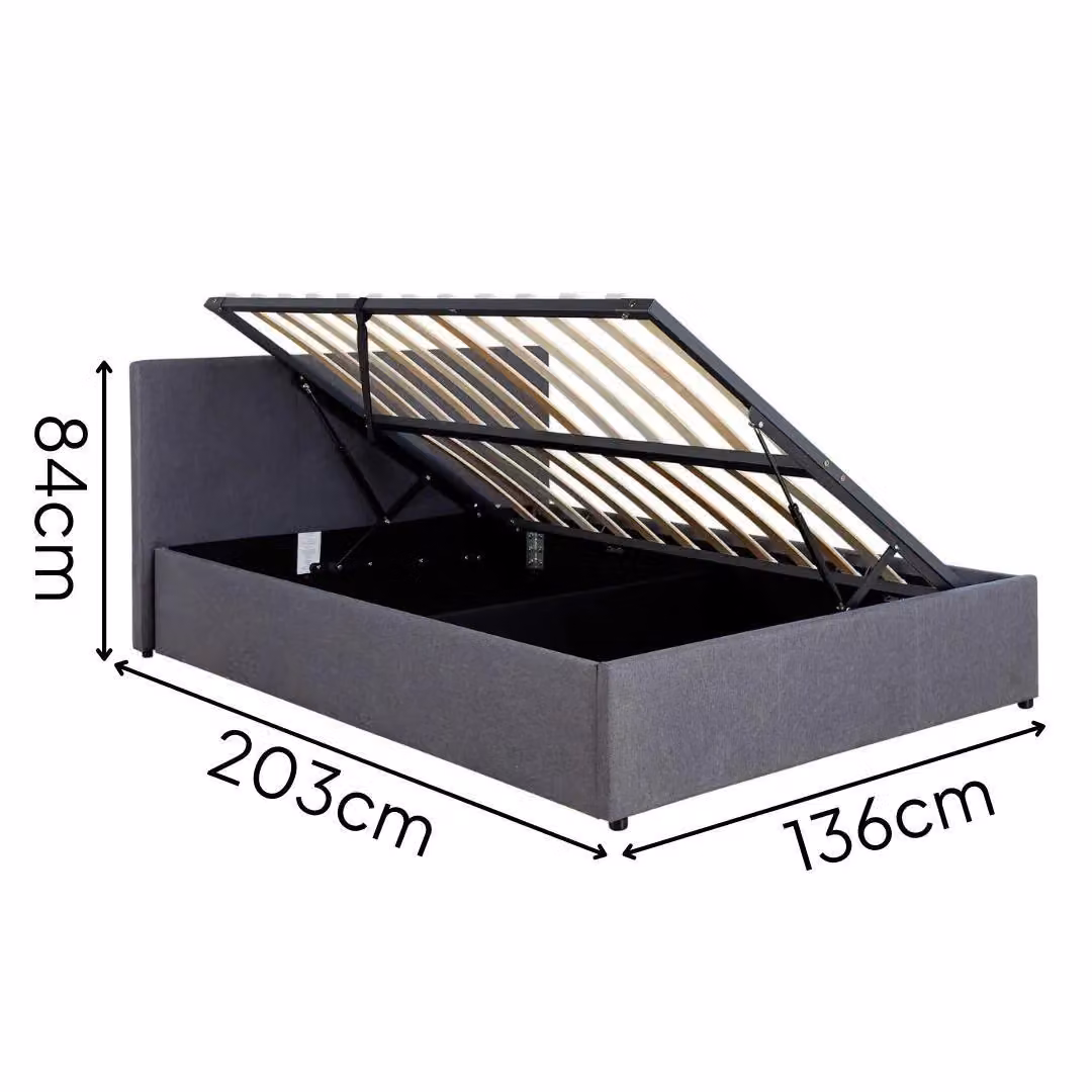 Home Source Horizon Ottoman Side Gas Lift Bed Frame in Grey, Small Double, W/D/H: 120 x 200 cm – 4